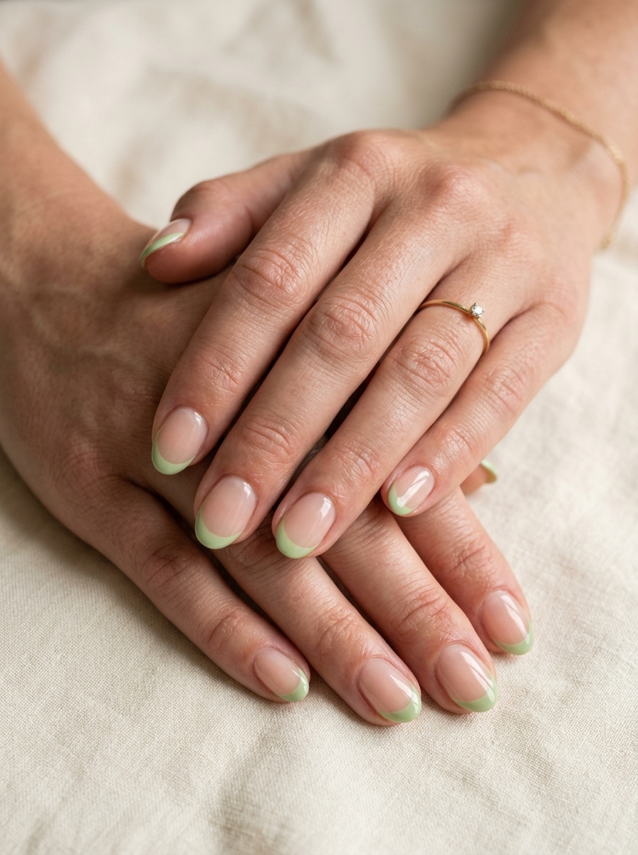 Pistachio French Nails